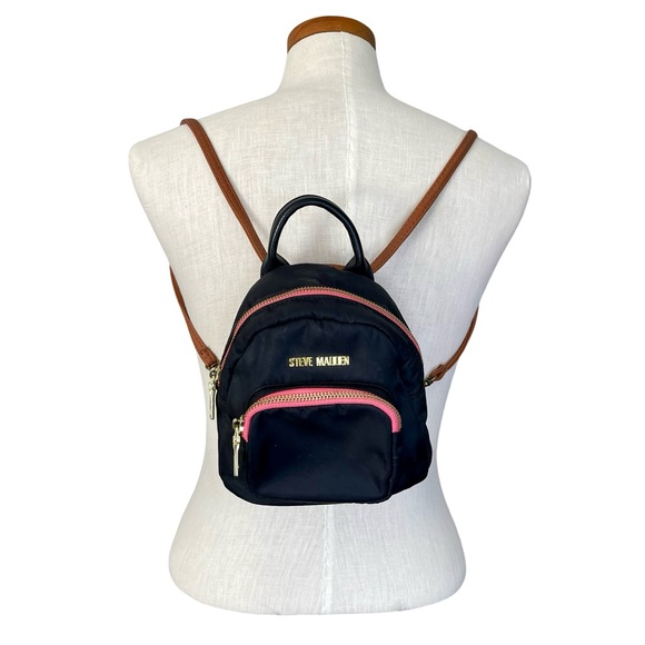 Steve Madden Handbags - Steve Madden Multi Bloey Zip Closure Black Mini Backpack Crossbody Bag Purse